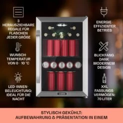 Beersafe 70 Bierzeit Edition Kühlschrank 70 Liter 3 Böden Panoramaglastür Edelstahl -Haushaltsgeräte Geschäft 10041175 de 0002 usp