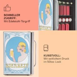 Beersafe 70 Bierzeit Edition Kühlschrank 70 Liter 3 Böden Panoramaglastür Edelstahl -Haushaltsgeräte Geschäft 10041175 de 0004 usp