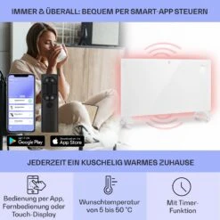 Bansin Crystal Smart Konvektions-Heizgerät 1500W 5 - 50 °C App-Steuerung -Haushaltsgeräte Geschäft 10041210 de 0003 usp