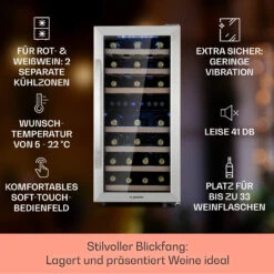 Vinamour 33 Duo Weinkühlschrank 2 Zonen 89 L / 33 Flaschen 5-18°C Touch -Haushaltsgeräte Geschäft 10041311 de 0002 logo