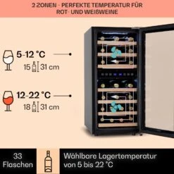 Vinamour 33 Duo Weinkühlschrank 2 Zonen 89 L / 33 Flaschen 5-18°C Touch -Haushaltsgeräte Geschäft 10041311 de 0003 logo