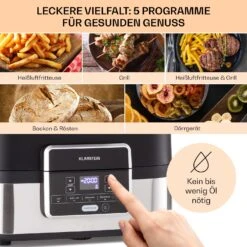 Combo Air Grill-Heißluftfritteuse 5 Programme 1500 Watt 4,5 L Grillkorb 2,5 L Frittierkorb -Haushaltsgeräte Geschäft 10041330 de 0003 usp