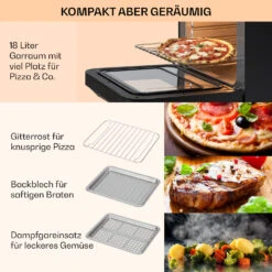 Vita Pro Heißluftfritteuse Dampfgaren 2450 W 18 Ltr 800 Ml Wassertank -Haushaltsgeräte Geschäft 10041333 de 0006 usp