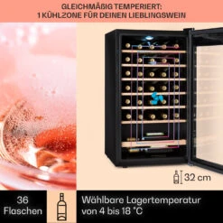 Vinamour 32 Uno Weinkühlschrank 1 Zone 95 L / 36 Flaschen 4-18°C Touch -Haushaltsgeräte Geschäft 10041393 de 0003 usp