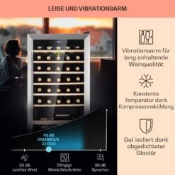 Vinamour 32 Uno Weinkühlschrank 1 Zone 95 L / 36 Flaschen 4-18°C Touch -Haushaltsgeräte Geschäft 10041393 de 0004 usp