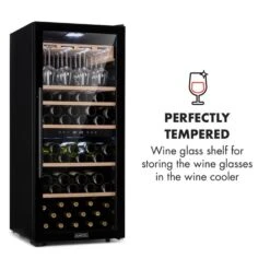 Barossa 102 Duo Weinkühlschrank-Set 2 Zonen 102 Fl. Weinglasregal -Haushaltsgeräte Geschäft 60002419 yy 0009 logo Klarstein Barossa 102D Weinglas Regal Echtholz