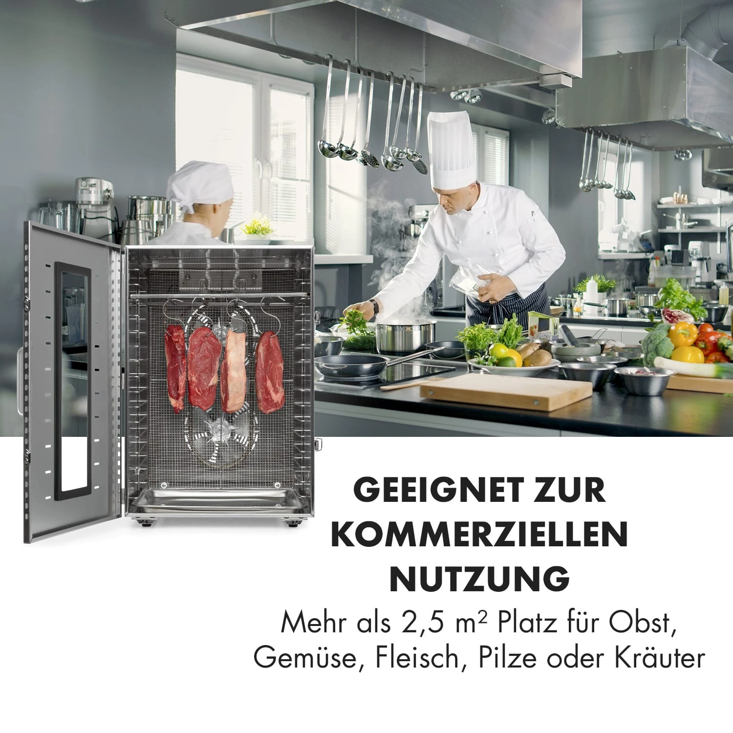 Master Jerky 16 Dörrautomat + Fleischhaken Set 1500W 40-90 °C 15h-Timer Edelstahl Silber 4 Master Jerky 16 Dörrautomat + Fleischhaken Set 1500W 40-90 °C 15h-Timer Edelstahl Silber – Bild 2